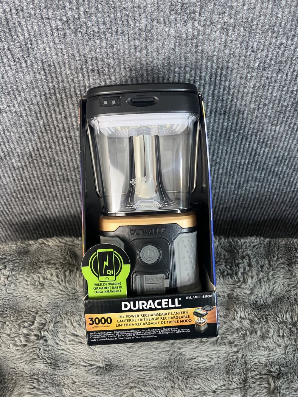 Duracell 3000 Lumen Rechargeable Lantern – Solar, USB, Qi, D Battery Ready